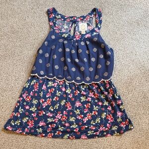 Floral Navy Sleeveless Dress by Ric Rac‎ Anthropologie XS